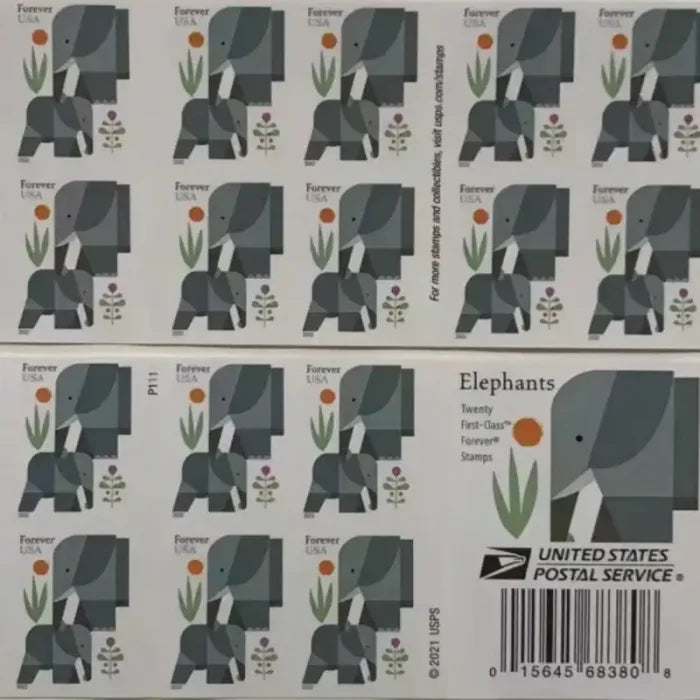 100x Elephants USPS Postage Forever Stamps