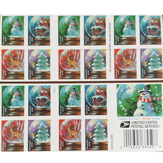 100x Snowglobe USPS Postage Forever Stamps