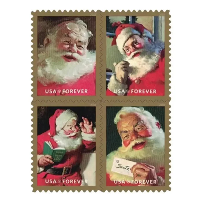 100x Sparkling Santa USPS Postage Forever Stamps