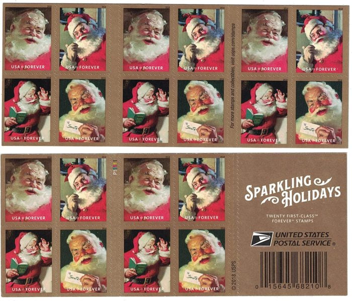 100x Sparkling Santa USPS Postage Forever Stamps