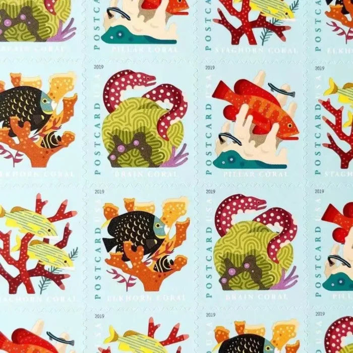 100x Coral Reefs USPS Postage Postcard Stamps