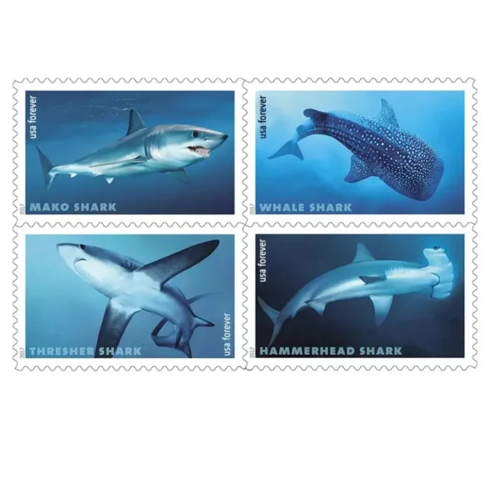 100x Sharks USPS Postage Forever Stamps