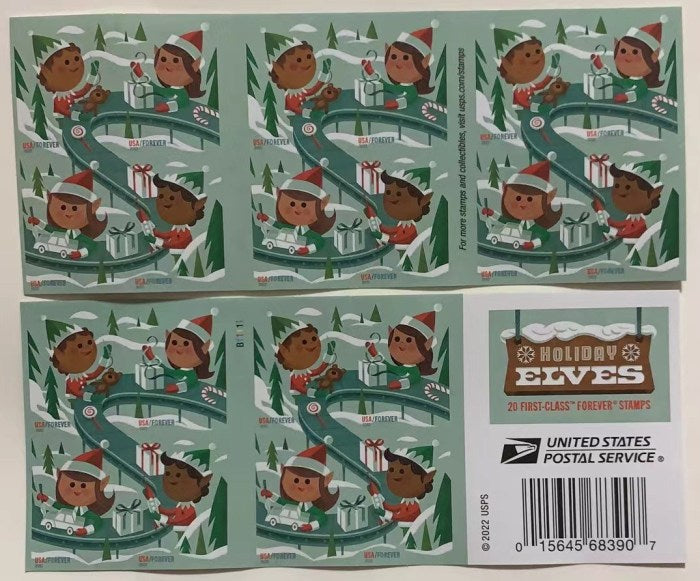 100 USPS Holiday Forever Stamps Elves